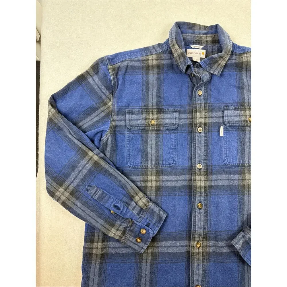 Carhartt Mens Flannel Shirt Large‎ Plaid Original Fit Heavyweight Outdoor Gorp - Picture 2 of 10